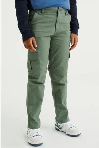 WE Fashion Blue Ridge straight fit cargobroek groen Jongens Stretchkatoen 104 - Foto 3