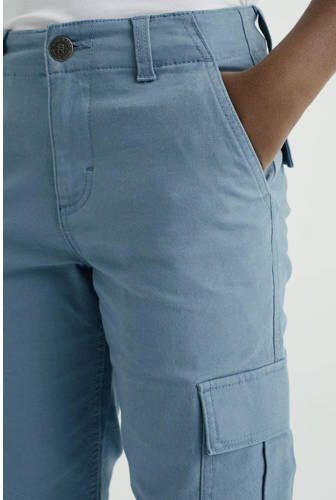 WE Fashion Blue Ridge straight fit cargobroek zachtblauw Jongens Stretchkatoen 104 - Foto 2