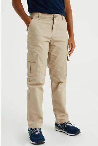 WE Fashion Blue Ridge straight fit cargobroek zand Beige Jongens Stretchkatoen 104 - Foto 2