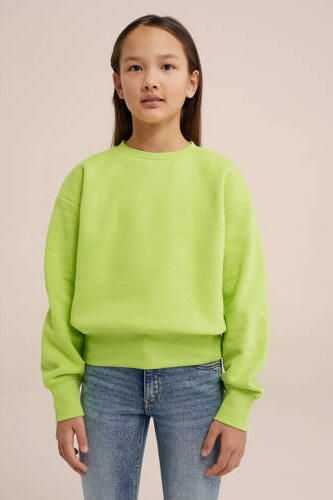 WE Fashion Blue Ridge sweater limegroen Effen 110 116 - Foto 1
