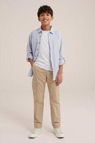 WE Fashion Blue Ridge tapered fit cargobroek beige Jongens Katoen Effen 122 - Foto 3