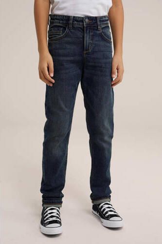 WE Fashion Blue Ridge tapered fit jeans met slijtage blue denim Blauw Jongens Stretchdenim 104 - Foto 3