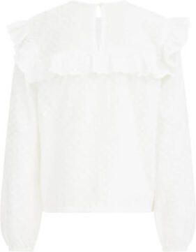 WE Fashion Blue Ridge top met borduursels wit Meisjes Katoen Ronde hals 122 128