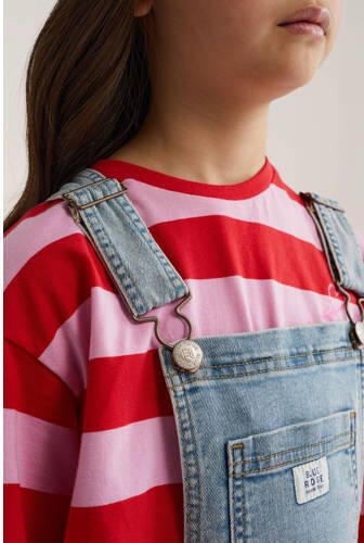 WE Fashion Blue Ridge tuinbroek light blue denim Blauw Meisjes Stretchkatoen Vierkante hals - Foto 3