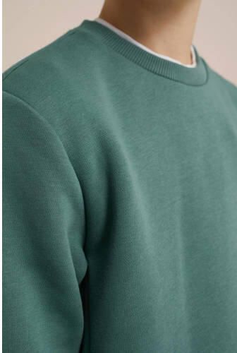 WE Fashion Blue Ridge unisex sweater Topaz Groen Effen 110 116