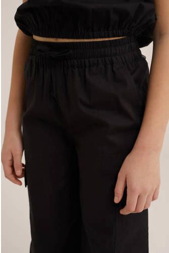 WE Fashion Blue Ridge wide leg cargobroek zwart Meisjes Katoen Effen 140 - Foto 2