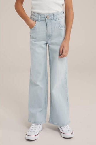 WE Fashion Blue Ridge wide leg jeans bleached denim Blauw Effen 128