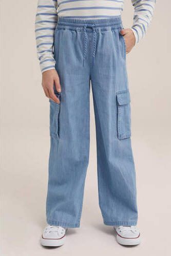 WE Fashion Blue Ridge wide leg jeans blue denim Broek Blauw Meisjes Katoen 104 - Foto 3