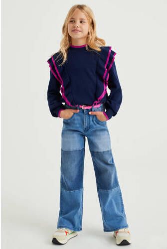 WE Fashion Blue Ridge wide leg jeans fresh blue denim Blauw Meerkleurig 122