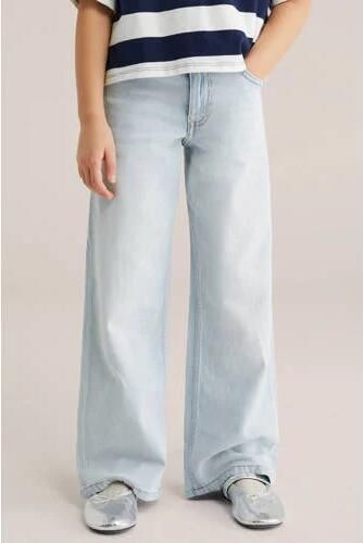 WE Fashion Blue Ridge wide leg jeans light blue denim Blauw Effen
