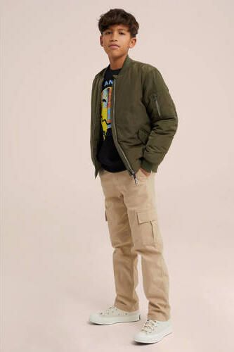 WE Fashion bomberjack zomer van gerecycled polyester kakigroen Jas Effen 98 104
