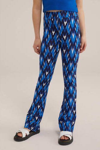 WE Fashion broek met all over print blauw Meisjes Viscose All over print 104 - Foto 3
