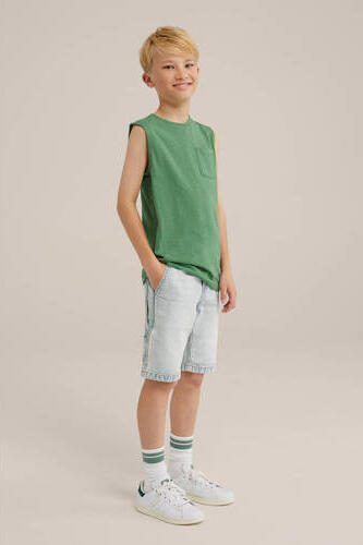 WE Fashion carpenter denim short Korte broek Blauw Effen 158 - Foto 2