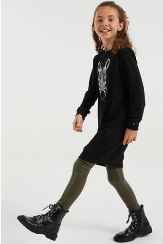 WE Fashion coated skinny legging kakigroen Broek Meisjes Imitatieleer Effen 110 116 - Foto 3