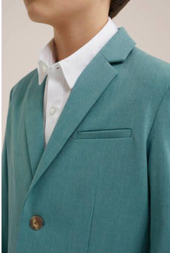 WE Fashion colbert aqua Blauw Jongens Polyester Reverskraag Effen 110 116