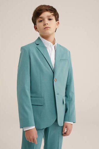 WE Fashion colbert aqua Blauw Jongens Polyester Reverskraag Effen 110 116 - Foto 2