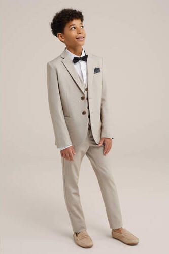 WE Fashion colbert beige Jongens Polyester Smokingkraag Effen 122 128 - Foto 2