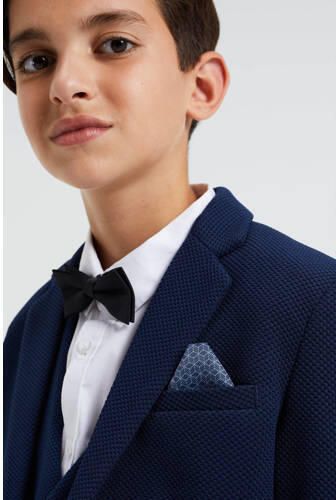 WE Fashion colbert donkerblauw Jongens Polyester Smokingkraag Effen 110 116 - Foto 3