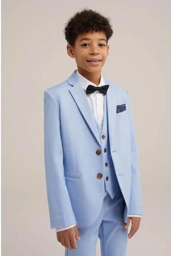 WE Fashion colbert lichtblauw Jongens Polyester Smokingkraag Effen 110 116 - Foto 3