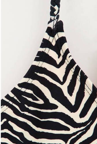WE Fashion crop bikini met ruches zwart wit Meisjes Polyamide Zebraprint 134 140 - Foto 2