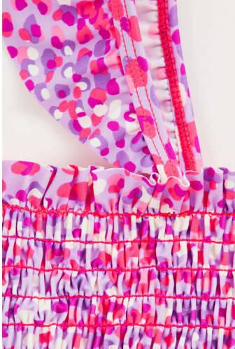WE Fashion crop bikini met smock roze paars Meisjes Polyamide Dierenprint 122 128