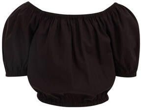 WE Fashion crop top zwart Meisjes Katoen Off shoulder Effen 134 140
