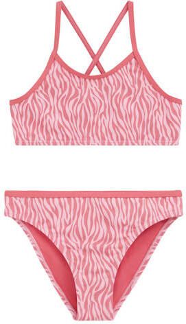 WE Fashion cropbikini met zebraprint roze Meisjes Polyester Zebraprint - Foto 3