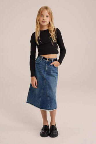 WE Fashion denim; spijkerrok medium blue denim Blauw Meisjes Stretchdenim 110 116 - Foto 2