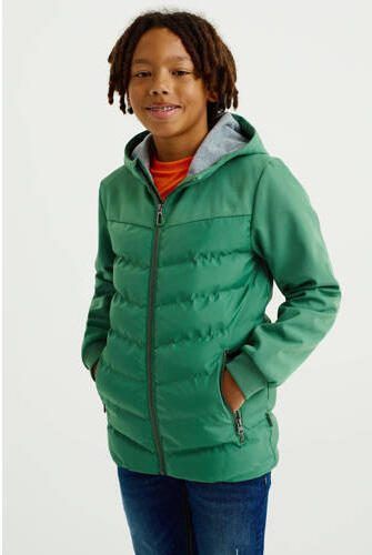 WE Fashion dun gewatteerde zomerjas ivy green Groen Jongens Polyester Capuchon 110 116 - Foto 3