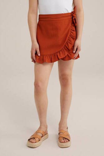 WE Fashion effen skort Rok Bruin Meisjes Polyester Effen 122 128