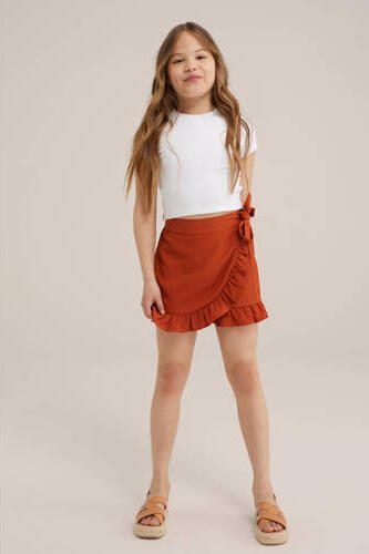 WE Fashion effen skort Rok Bruin Meisjes Polyester Effen 122 128 - Foto 2