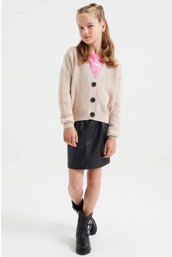 WE Fashion fijngebreid vest beige Meisjes Sweat V-hals Effen 122 128 - Foto 3