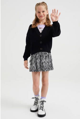 WE Fashion fijngebreid vest zwart Meisjes Sweat V-hals Effen 134 140 - Foto 4
