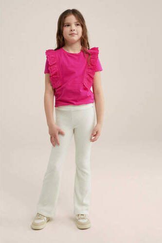WE Fashion flared broek ecru Meisjes Polyester Effen 104 - Foto 2
