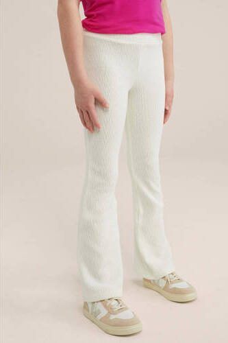 WE Fashion flared broek ecru Meisjes Polyester Effen 104 - Foto 3