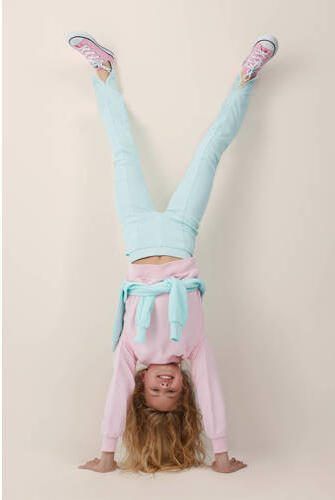 WE Fashion flared broek mintgroen Meisjes Stretchkatoen Effen 104