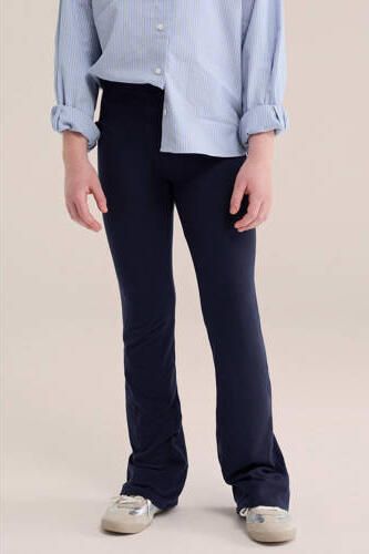 WE Fashion flared legging (set van 2) donkerblauw Broek Meisjes Stretchkatoen - Foto 3