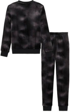WE Fashion fleece pyjama met dessin zwartg grijs All over print 122 128 - Foto 2