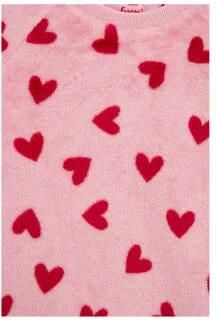 WE Fashion fleece pyjama met hartjes dessin roze rood Hartjes 110 116 - Foto 2