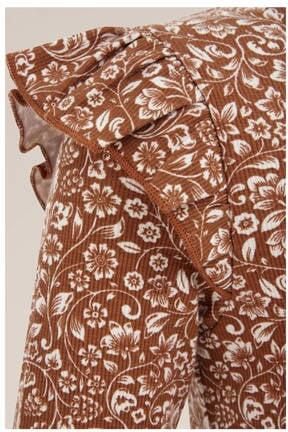WE Fashion gebloemde jurk bruin wit Meisjes Katoen Ronde hals Bloemen 134 140