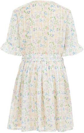 WE Fashion gebloemde jurk ecru Meisjes Gerecycled polyester V-hals Bloemen 92 - Foto 3