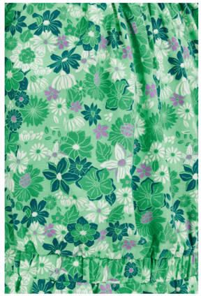 WE Fashion gebloemde jurk groen Meisjes Stretchkatoen Ronde hals Bloemen 158 164