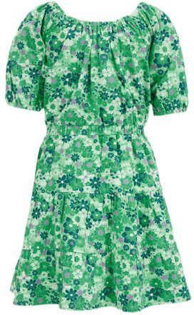WE Fashion gebloemde jurk groen Meisjes Stretchkatoen Ronde hals Bloemen 158 164 - Foto 3