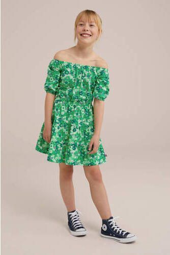 WE Fashion gebloemde jurk groen Meisjes Stretchkatoen Ronde hals Bloemen 158 164 - Foto 2