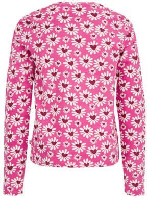 WE Fashion gebloemde longsleeve roze wit rood Meisjes Katoen Ronde hals 170 176 - Foto 3