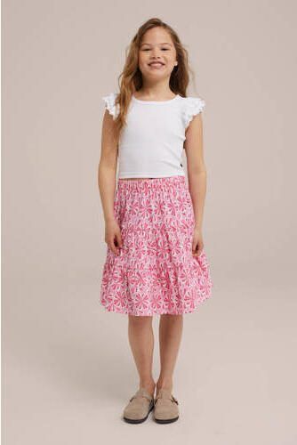 WE Fashion gebloemde rok roze wit Meisjes Katoen Bloemen 146 152 - Foto 3