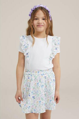 WE Fashion gebloemde skort wit Rok Meisjes Gerecycled polyester Bloemen 158 164