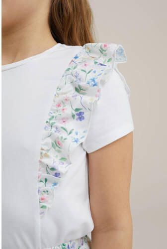 WE Fashion gebloemde skort wit Rok Meisjes Gerecycled polyester Bloemen 158 164 - Foto 2
