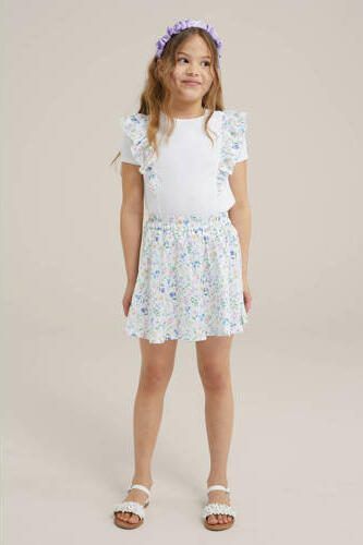 WE Fashion gebloemde skort wit Rok Meisjes Gerecycled polyester Bloemen 158 164 - Foto 3