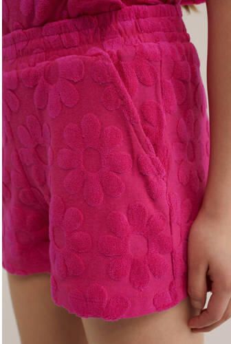 WE Fashion gebloemde sweatshort intense pink Korte broek Roze Meisjes Katoen 158 164